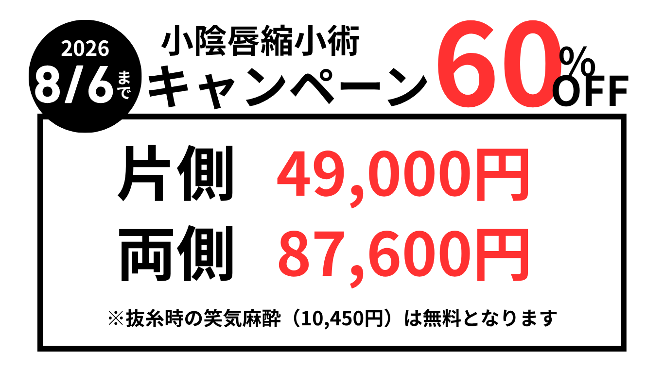 小陰唇縮小術モニター60%OFF！