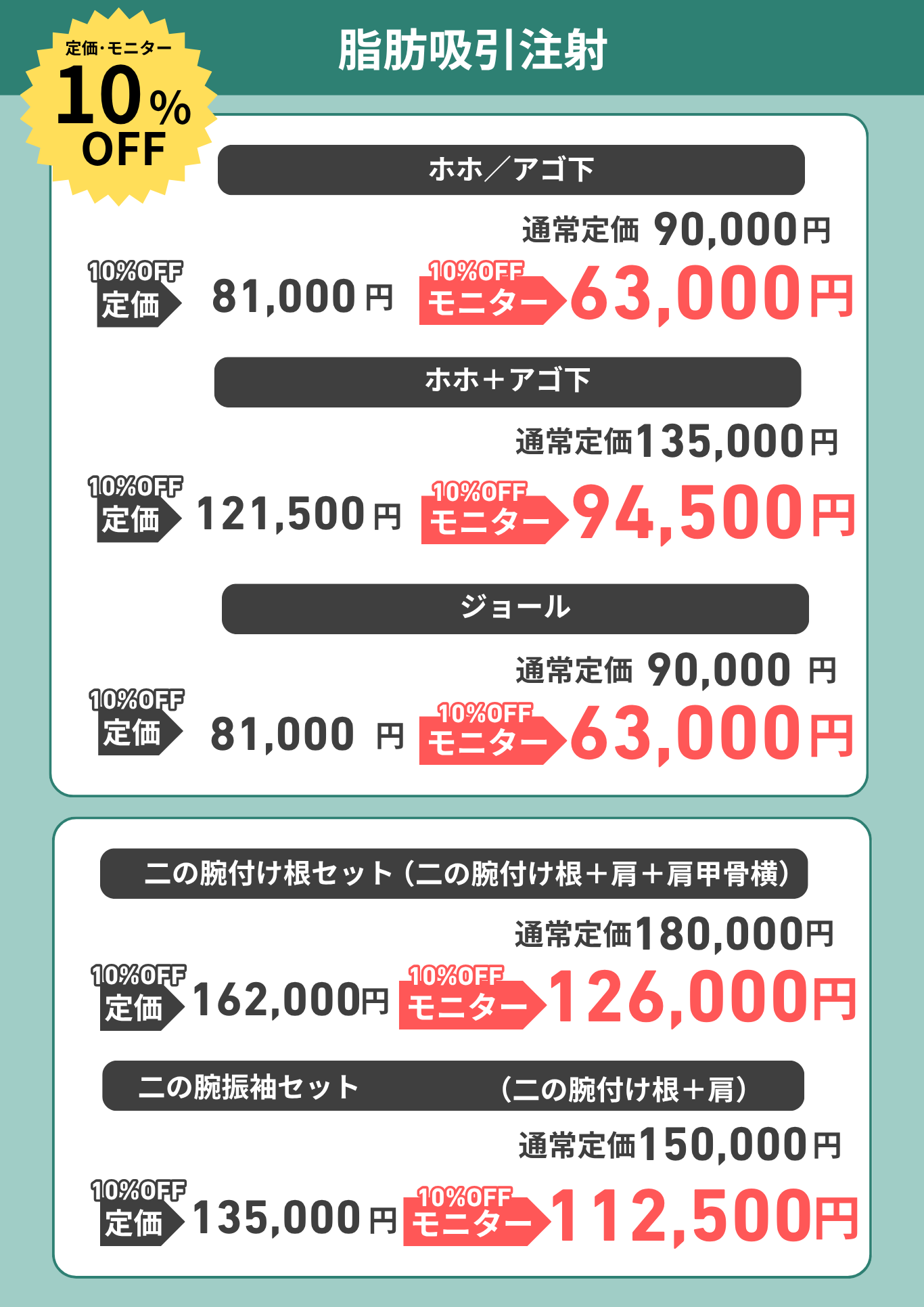 定価もモニターも10%OFF！