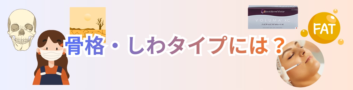 ▼ 骨格タイプ・シワタイプには「ヒアルロン酸」や「脂肪注入」