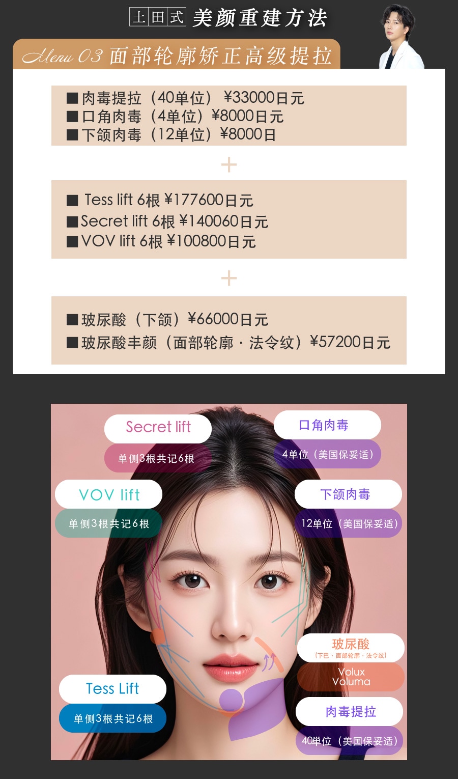 【强力提拉+消除衰老迹象】面部轮廓矫正高级提拉<br />
