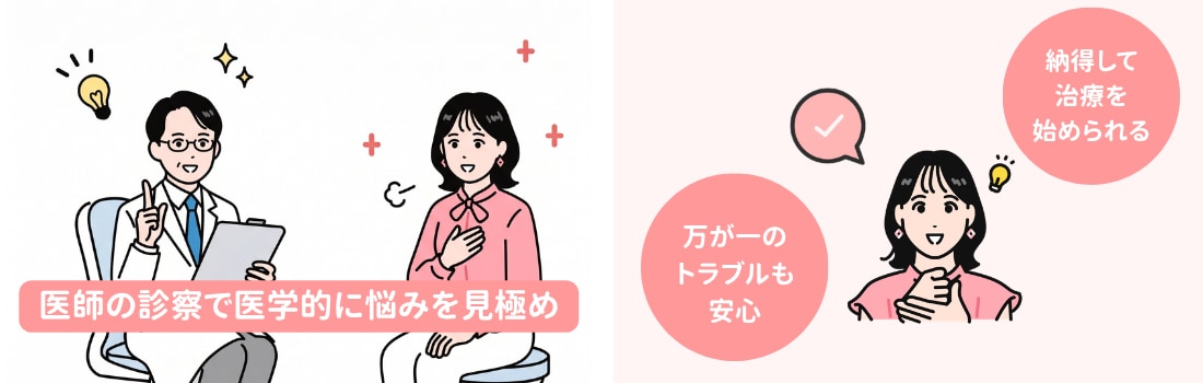 医師の診察があるから、原因を知って肌へのケアを始められる