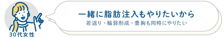 脂肪のプロフェッショナルだからこそ、同時に若返りや豊胸も叶います