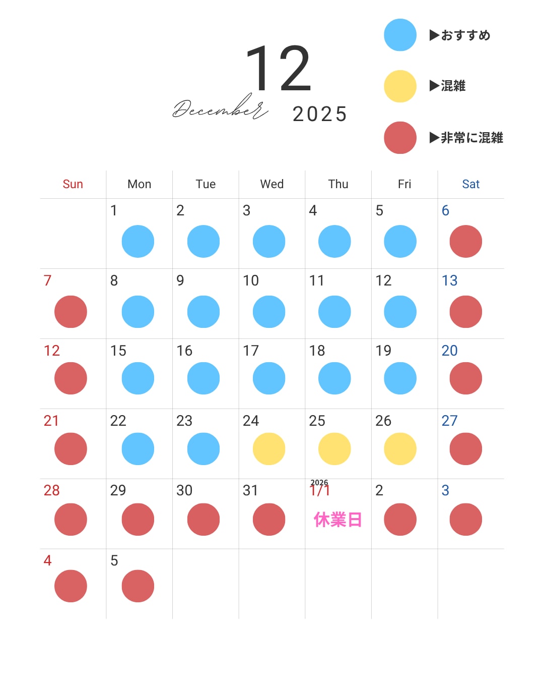 12月の混雑予報