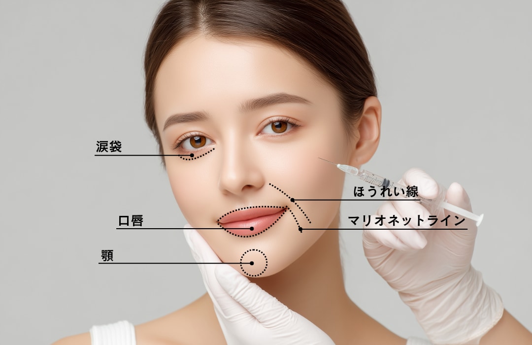 お顔のお悩みに部位別で対応します