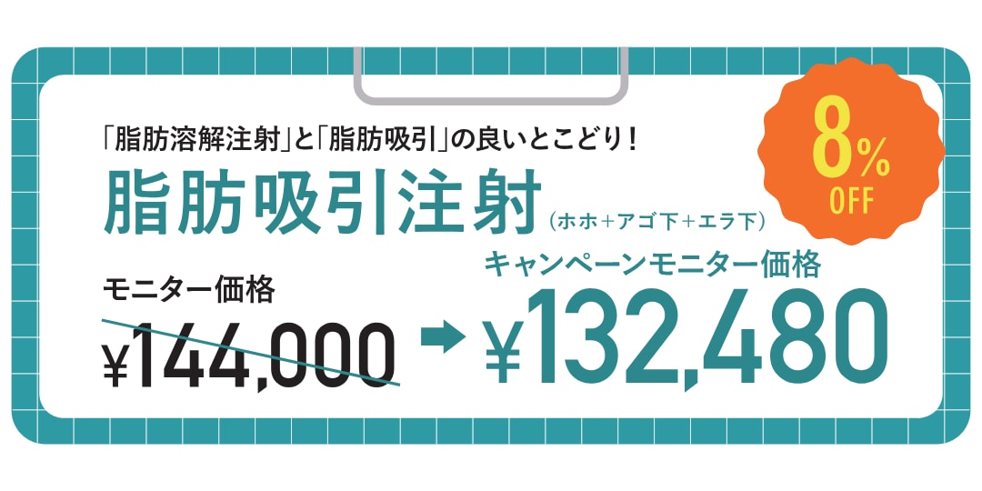 脂肪吸引注射（ホホ＋アゴ下＋エラ下）