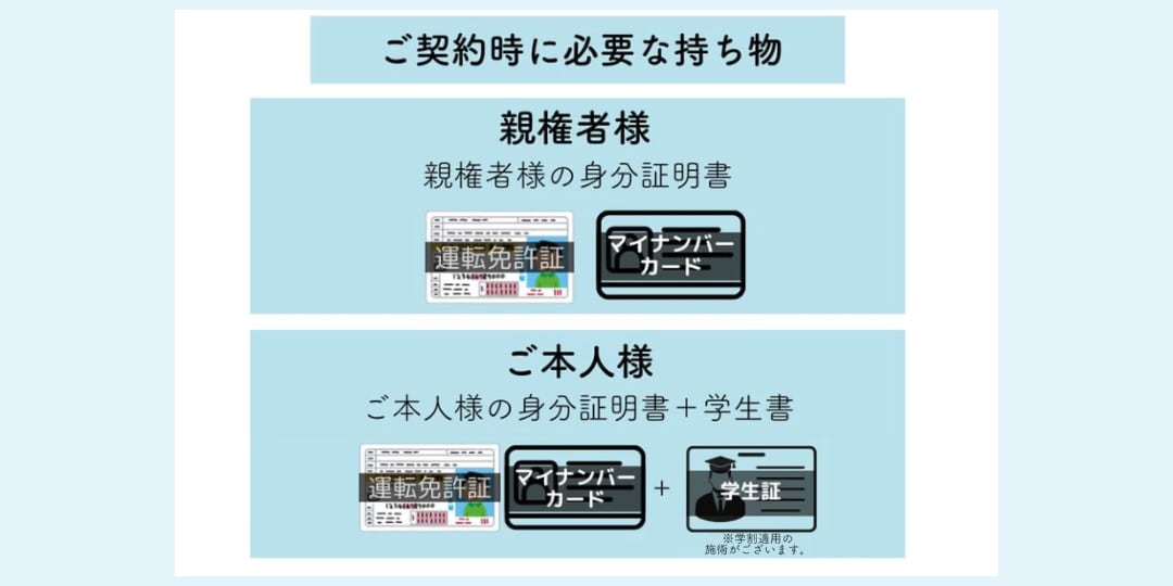 ご契約時に必要な持ち物