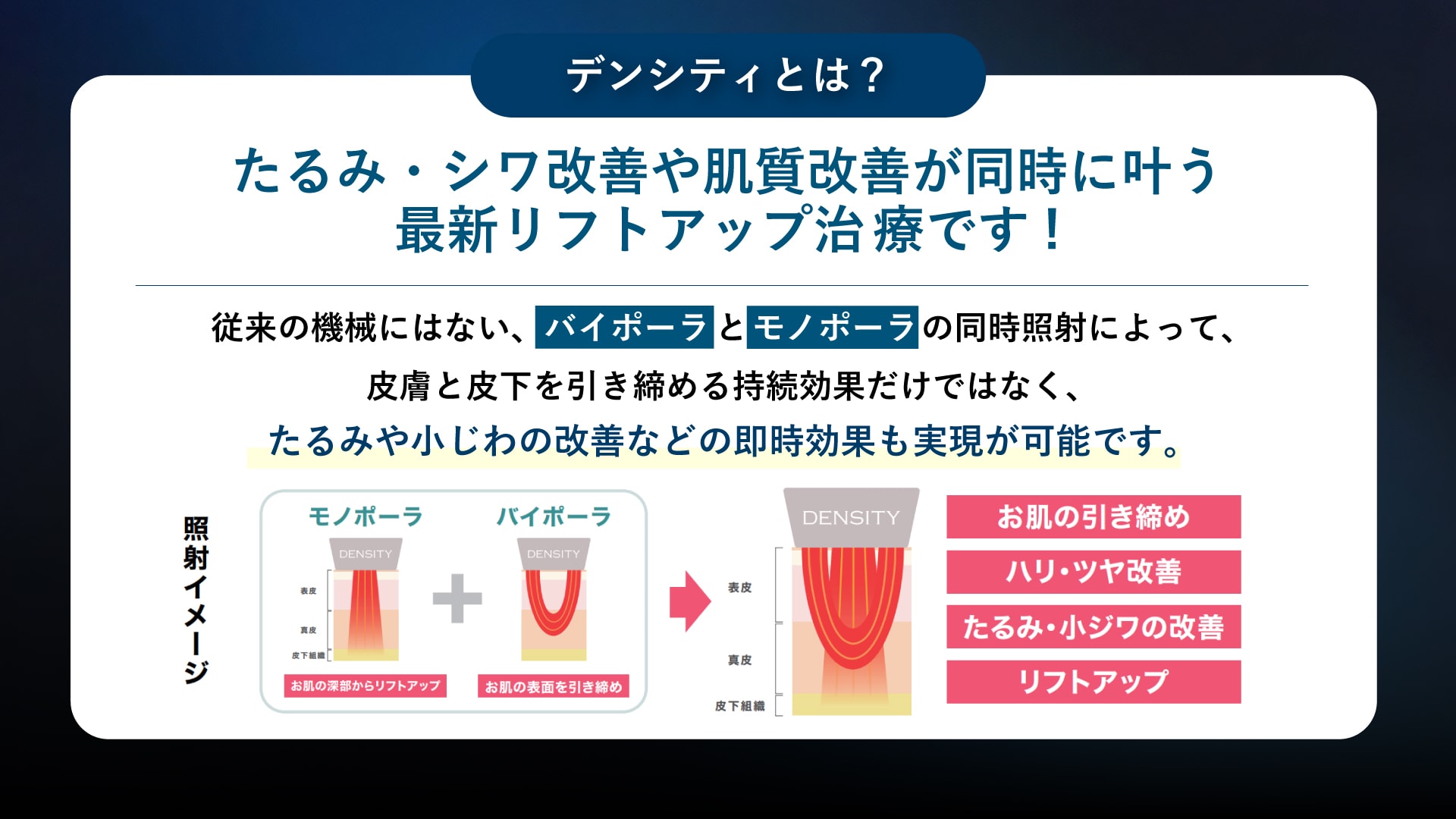 デンシティで「たるみ・シワ改善」と「肌質改善」が同時に叶う！