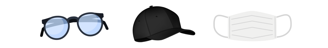 帽子orメガネorマスク