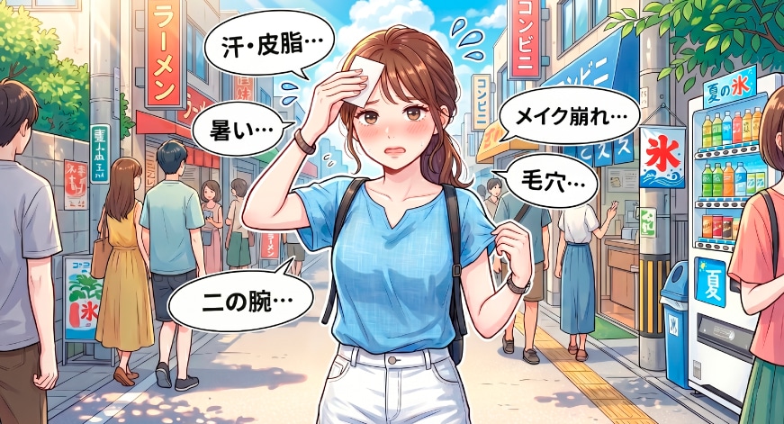 理由①夏特有のお悩み（汗・皮脂・露出）を根本解決できる