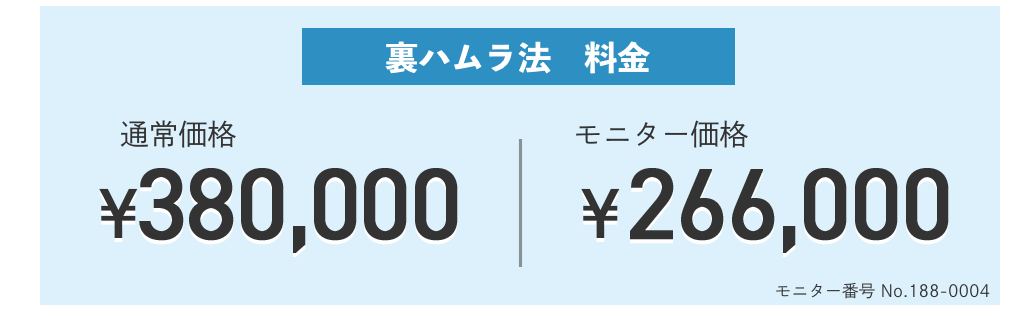 裏ハムラ法の料金はコチラ