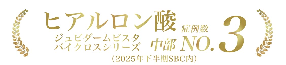 中部エリアでヒアルロン酸症例数No3（SBC内2024上期）