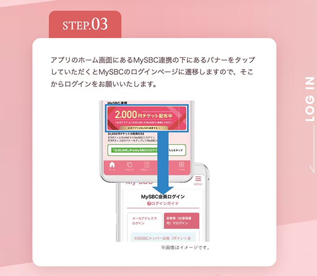 STEP③▶︎ホーム画面からMySBCにログインしてチケットGET🎫