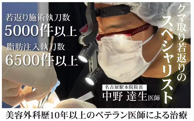 クマ取りなら症例数11,000件以上の実績を誇る中野院長にお任せ！