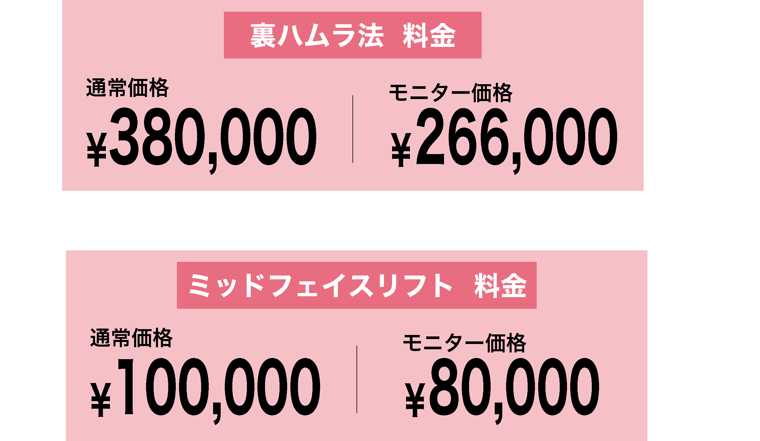 裏ハムラ法＋ミッドフェイスリフトの料金