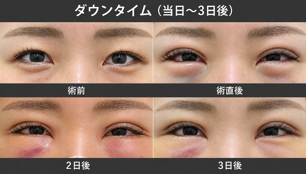 腫れと内出血のピーク