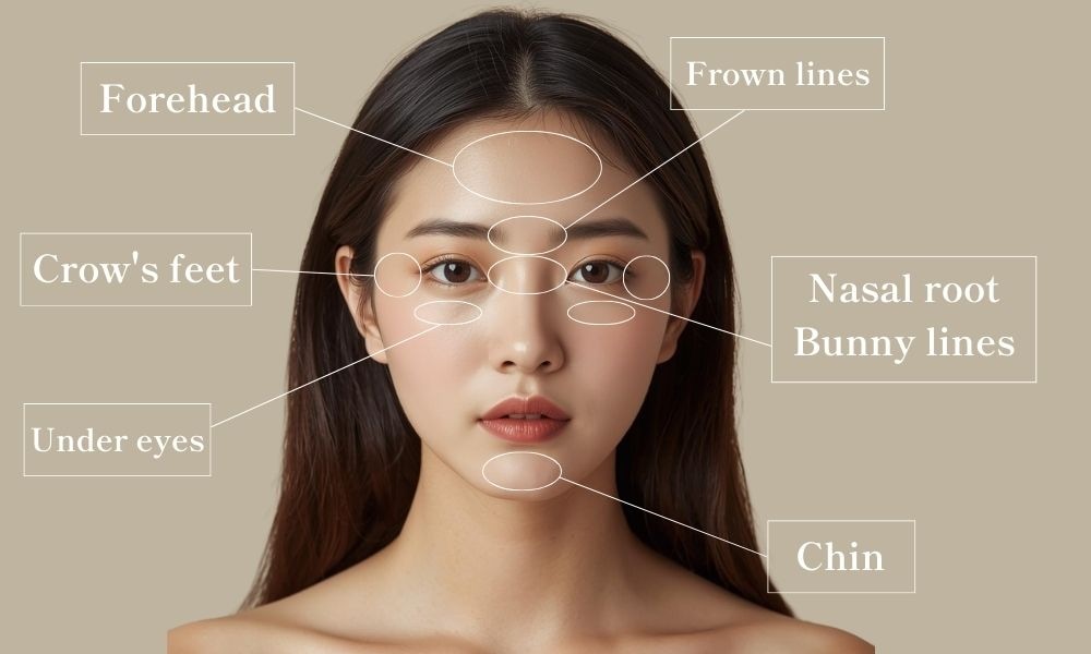 Wrinkle Reduction: Standard Treatment Areas