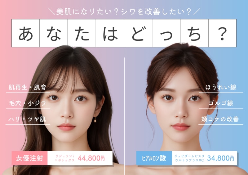どっちにする？女優注射vsヒアル<br />
<br />
