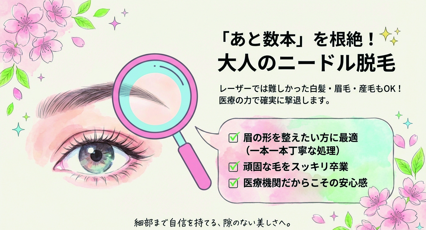 「白髪・眉毛・産毛」も針脱毛！