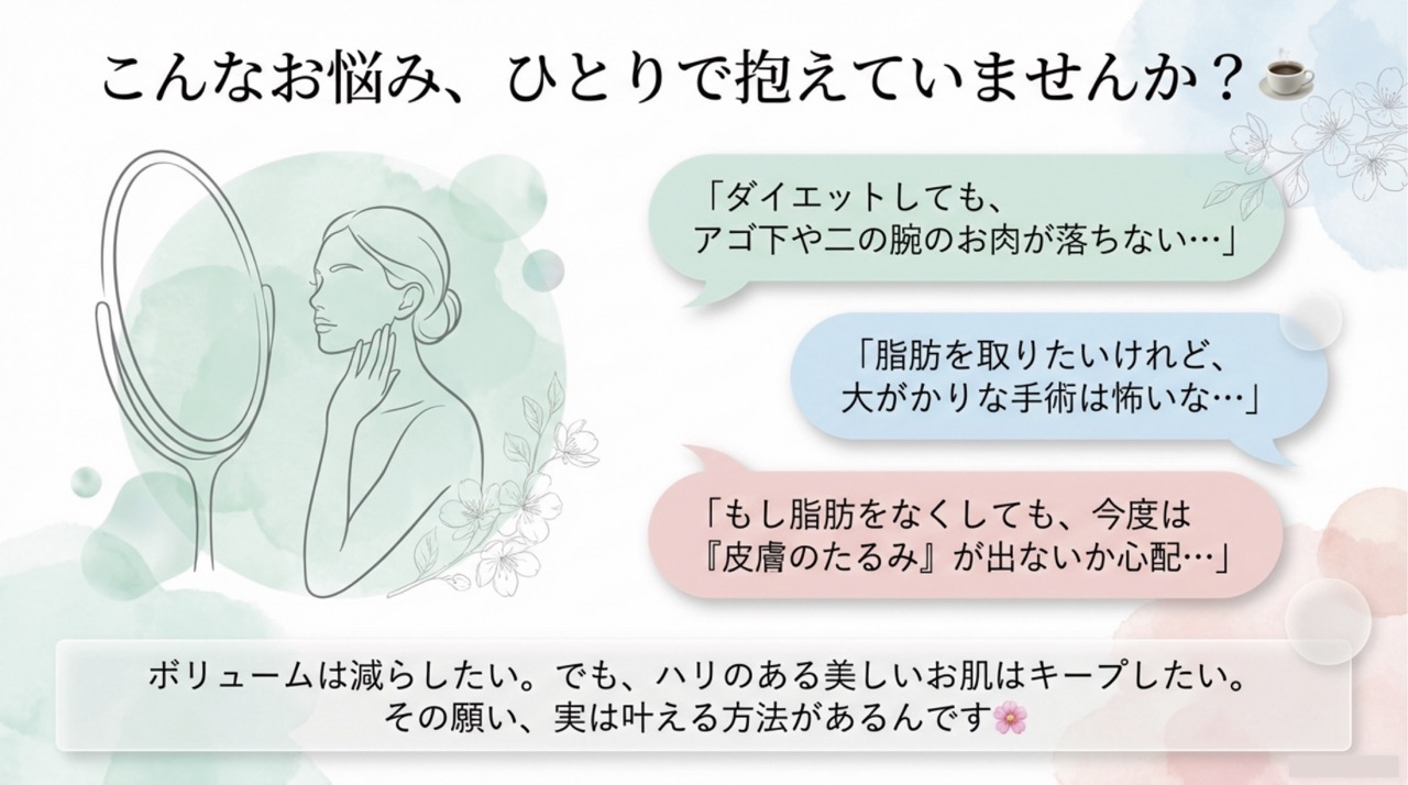 脂肪を減らすだけでなく、同時にお肌もピッタリサイズに縮小。