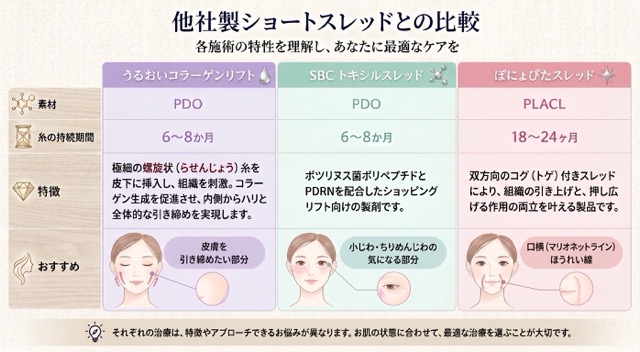 同じショートスレッドの比較表