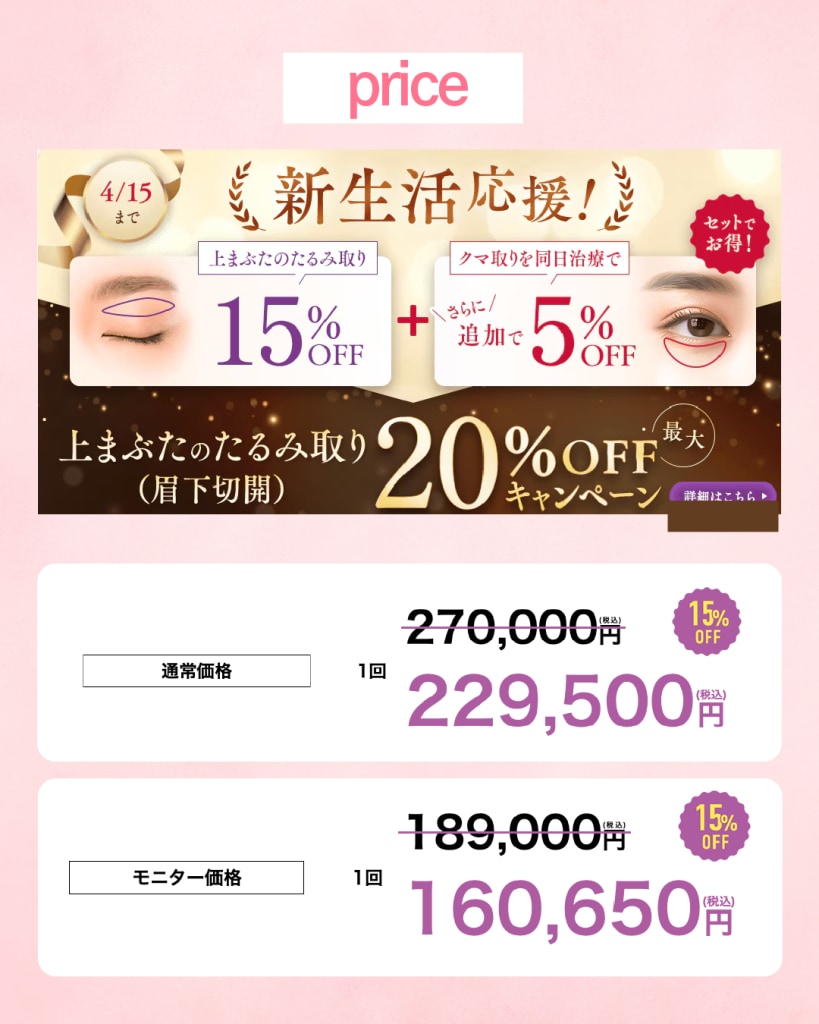 眉下リフト料金