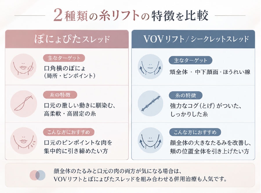 糸リフトの特徴比較