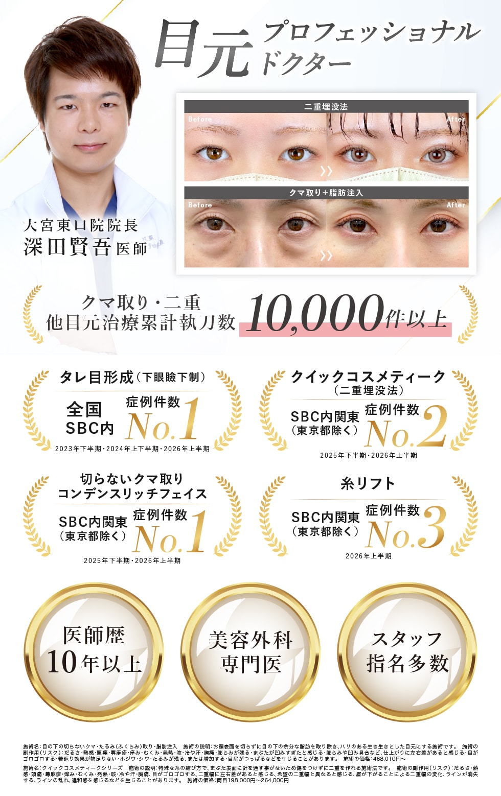 目元のプロフェッショナルドクター深田医師が大宮東口院の院長に就任！