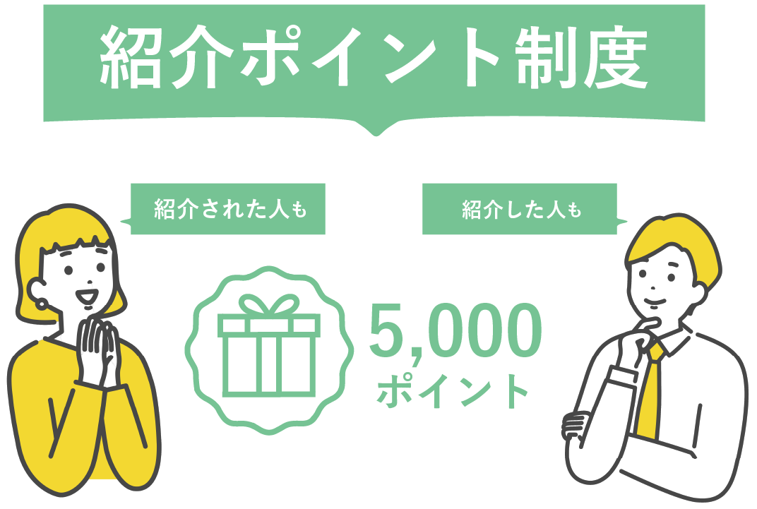 お友達紹介で5,000ポイント付与！