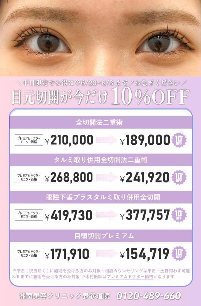 目元切開10%OFF