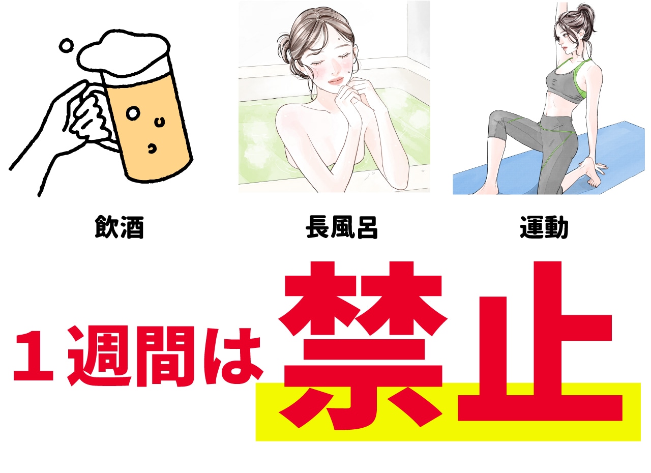 2.術後すぐの「飲酒・長風呂・激しい運動」