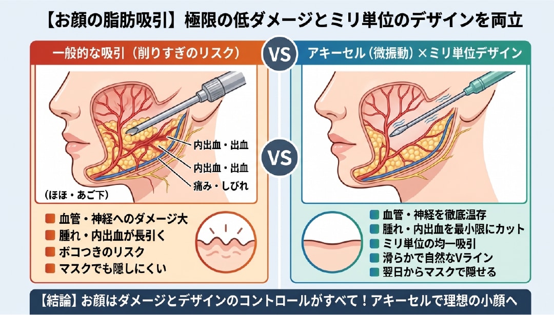 ① お顔（ほほ・あご下）：「極限の低ダメージ＆ミリ単位デザイン」