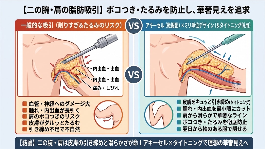 ② 二の腕・肩：「ボコつき・たるみ防止＆華奢見え重視」