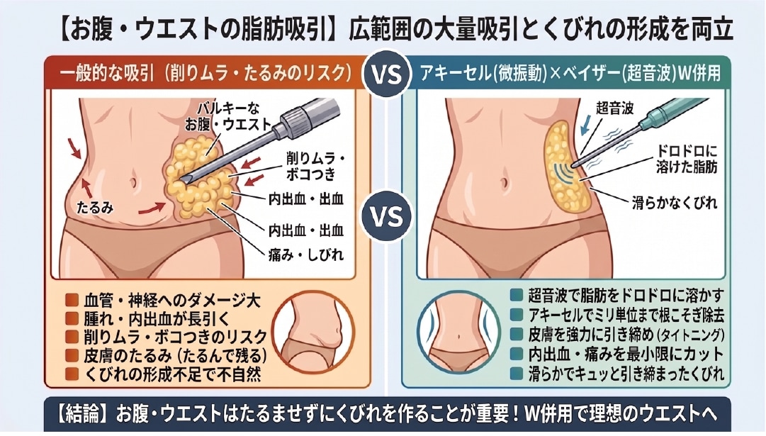 ④ お腹・腰周り：「深層＋浅層の根こそぎ除去＆くびれ形成」