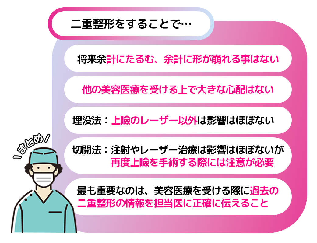 二重整形後の他の美容医療への影響は?