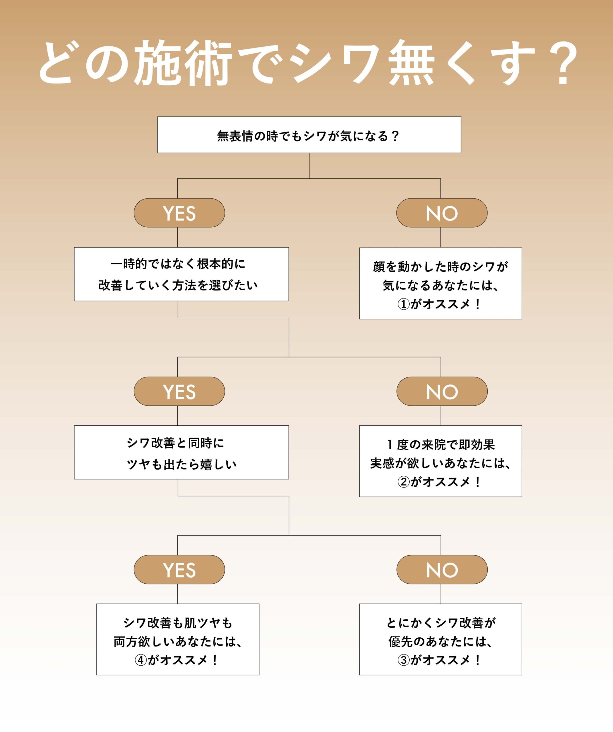 YES NOフローチャート🗺️あなたに合うしわ取り治療は？