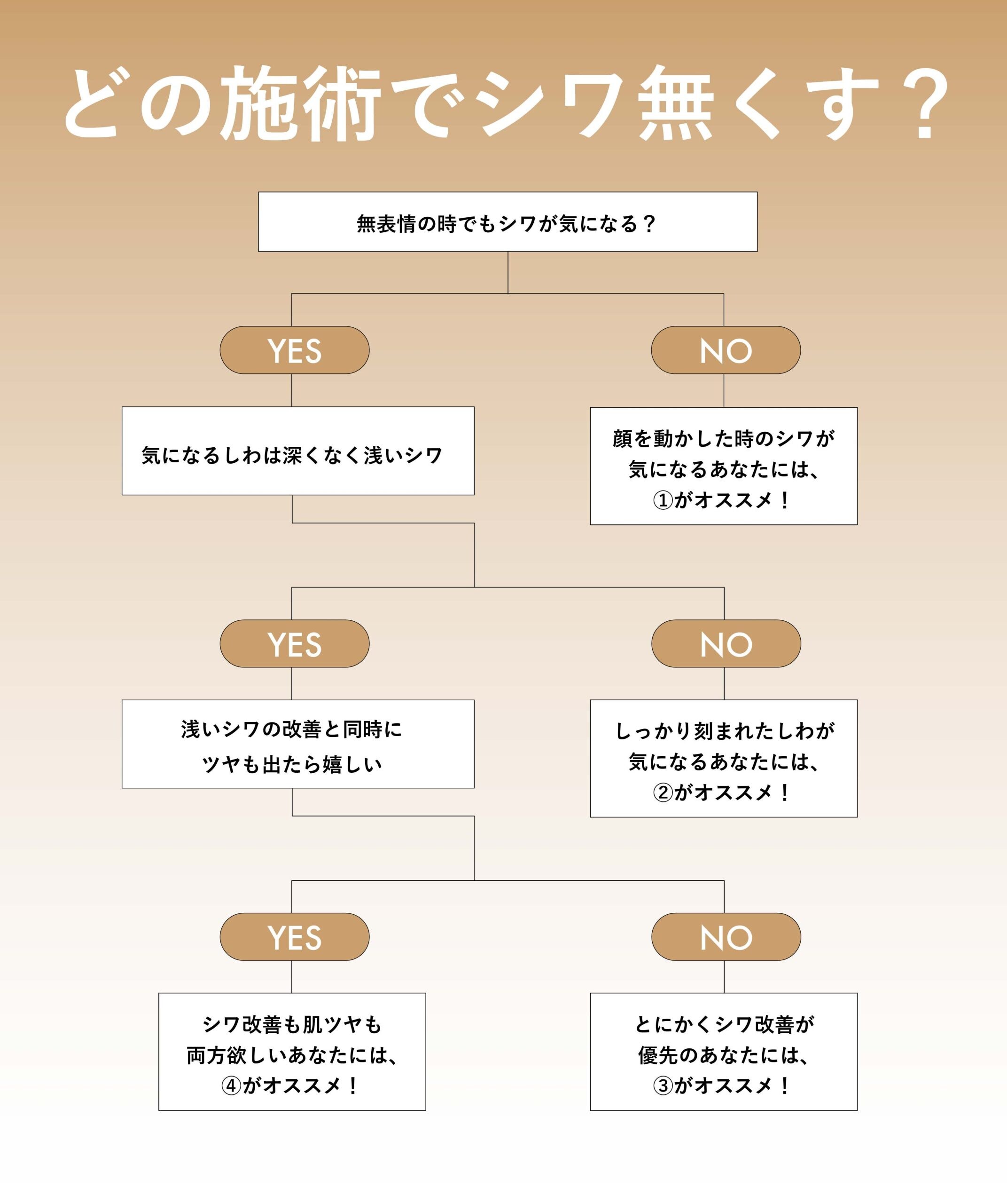 YES NOフローチャート🗺️あなたに合うしわ取り治療は？