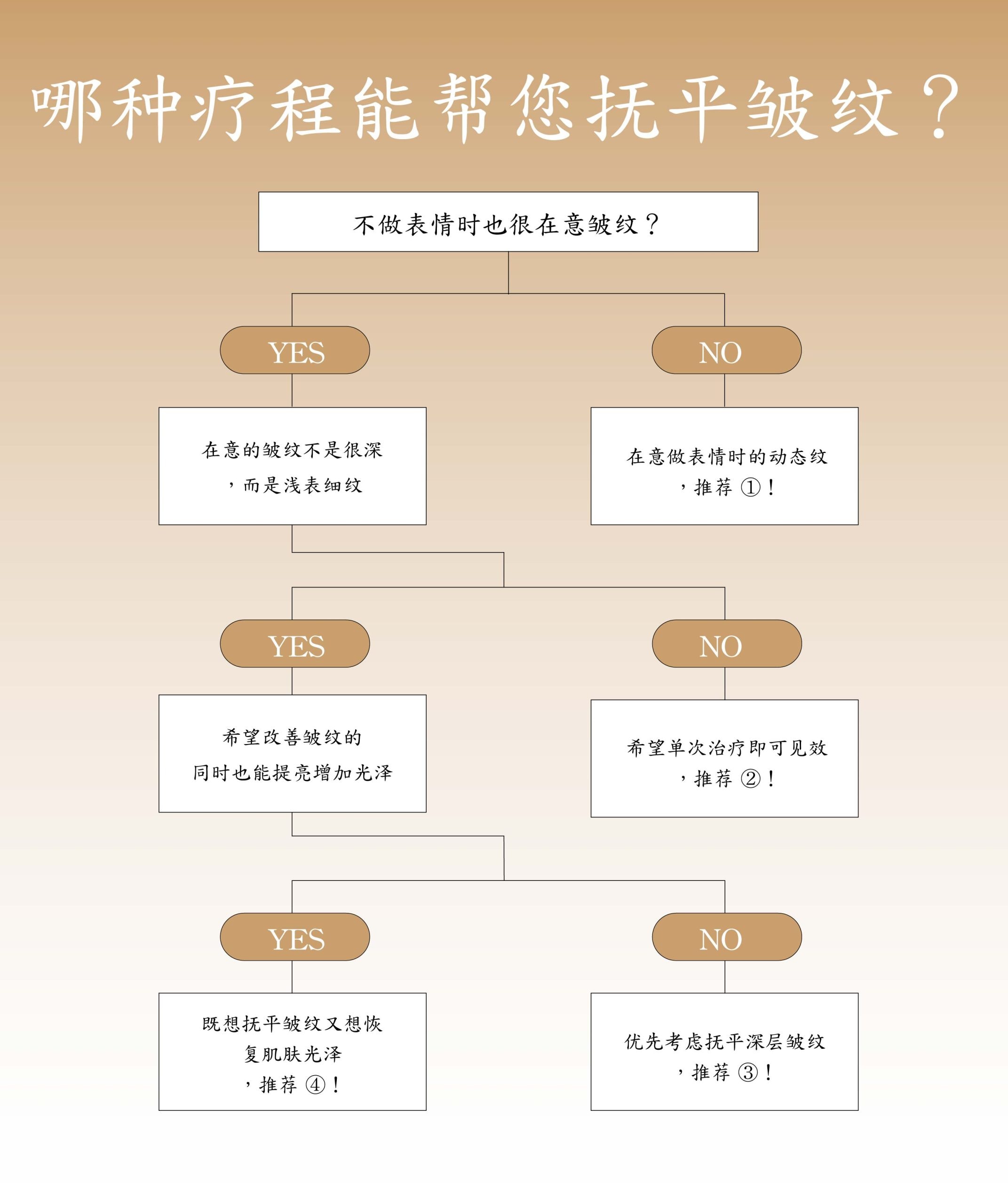 YES/NO流程图 哪种祛皱治疗适合您？