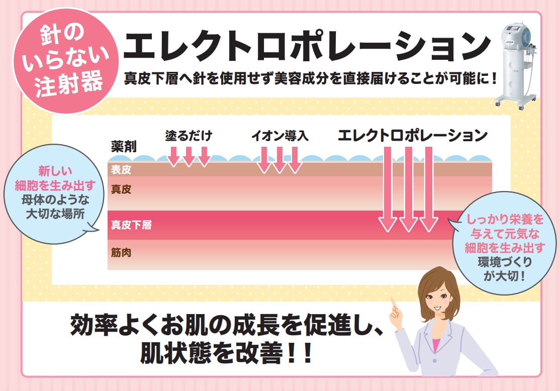 Step2: 入れる(エレクトロポレーション)栄養吸収率MAXの「ゴールデンタイム」に、美容成分を深部までチャージ