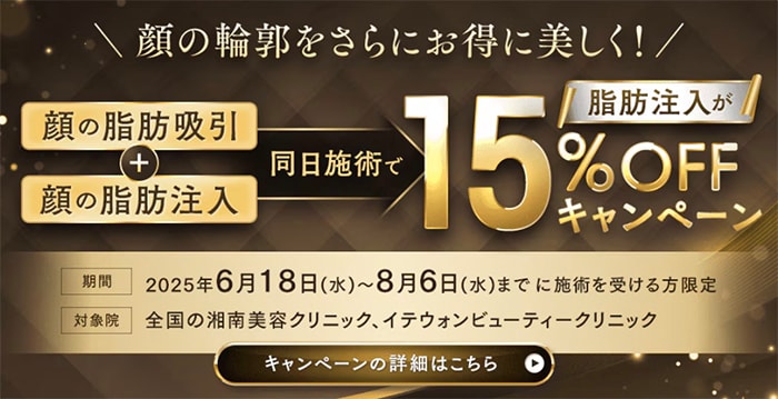 顔の脂肪注入15%OFF