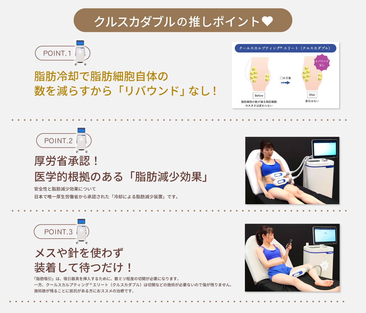 太もも・二の腕・あご下などに！「痛みがとにかく苦手！でもリバウンドなしで痩せたい♪」という人におすすめ！