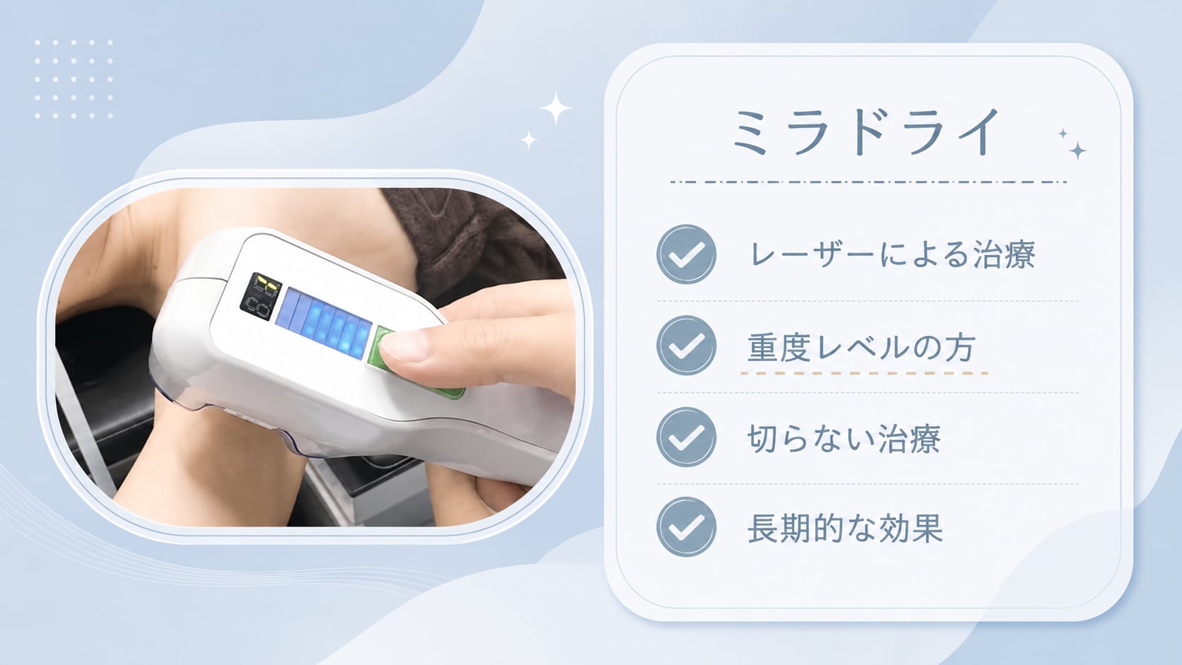 重度の方に！レーザーの切らない治療「ミラドライ」