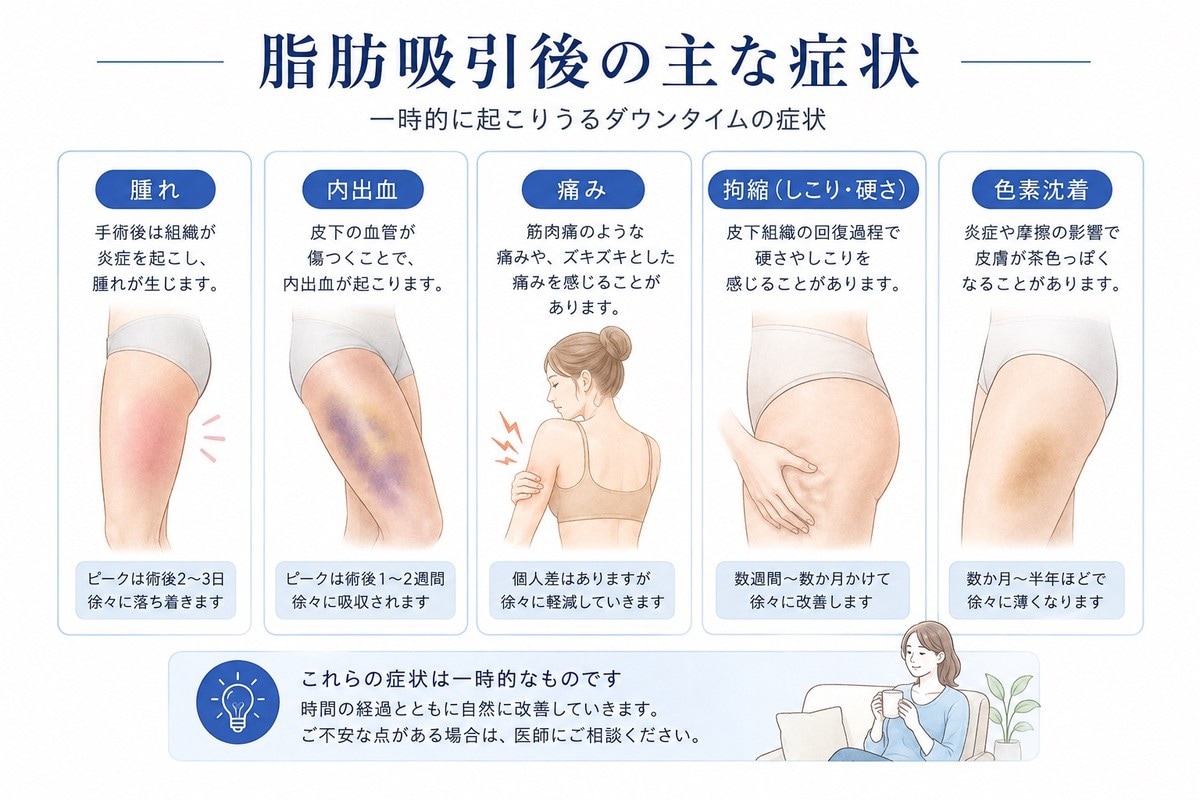 脂肪吸引後に起こる可能性がある症状