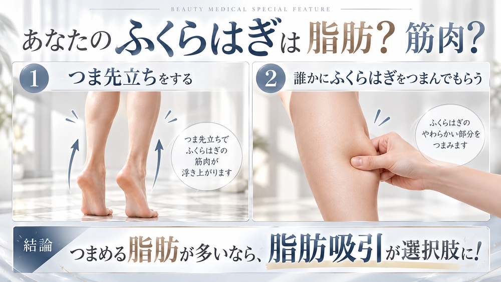 ふくらはぎが太い原因は脂肪と筋肉！つま先立ちで分かる脂肪吸引の適応