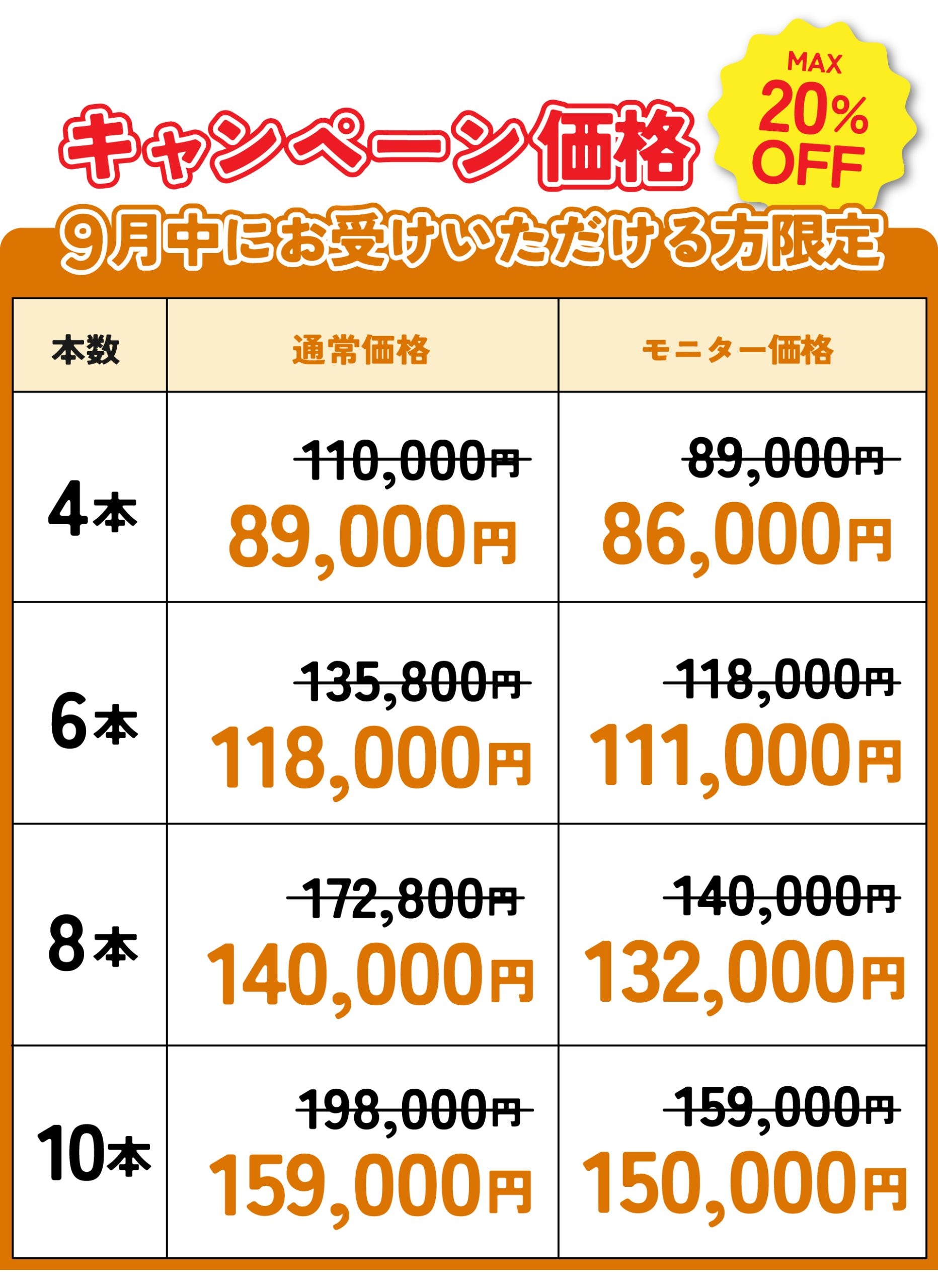 9月中限定価格