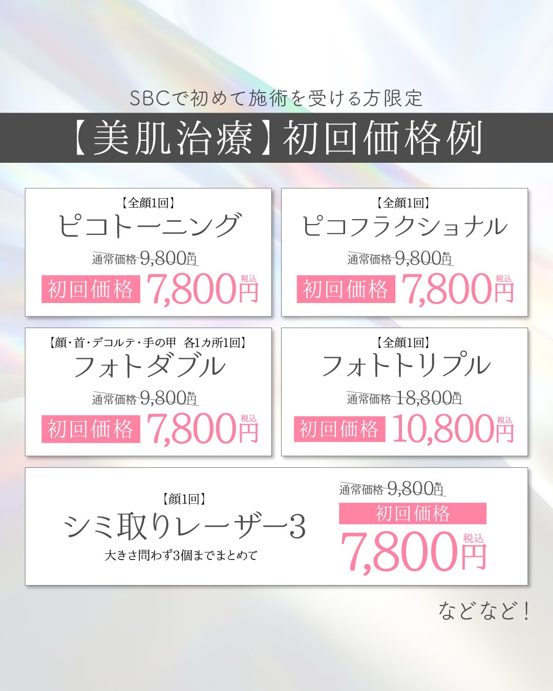 美肌治療の価格について