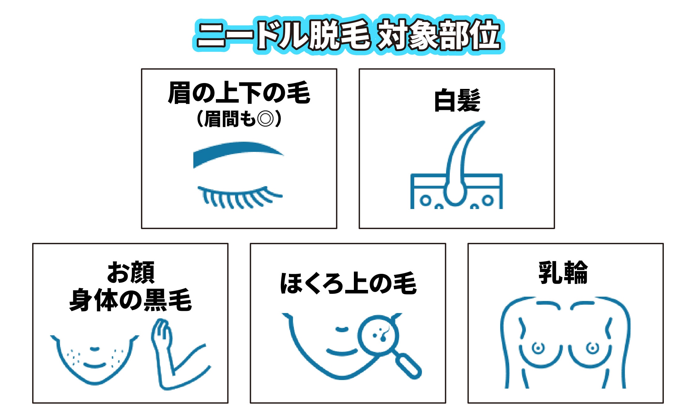 ニードル脱毛の対象部位は？