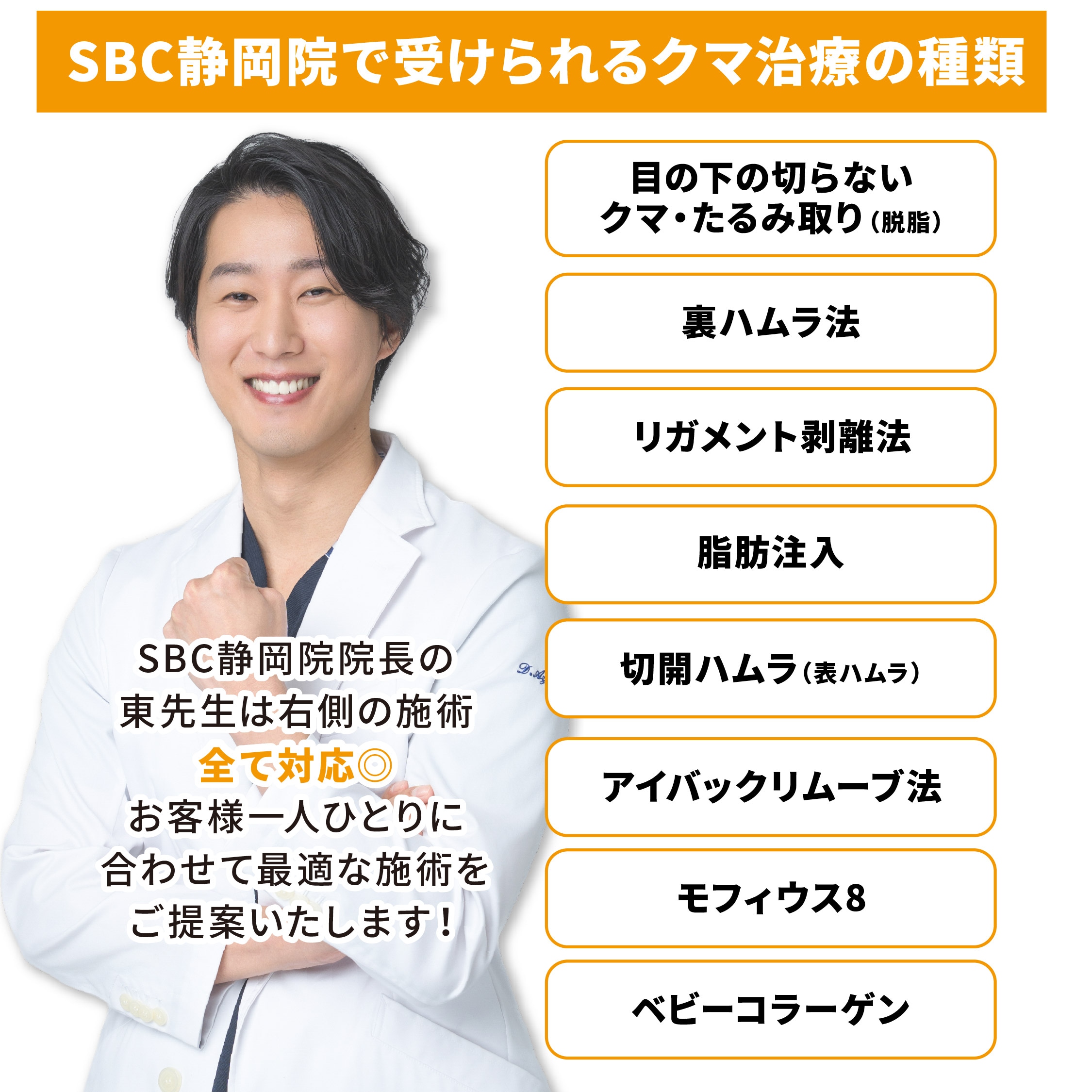 SBC静岡院で受けられるクマ治療はバリエーションが豊富✨