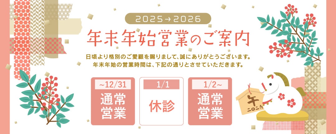 1月1日のみ休診です