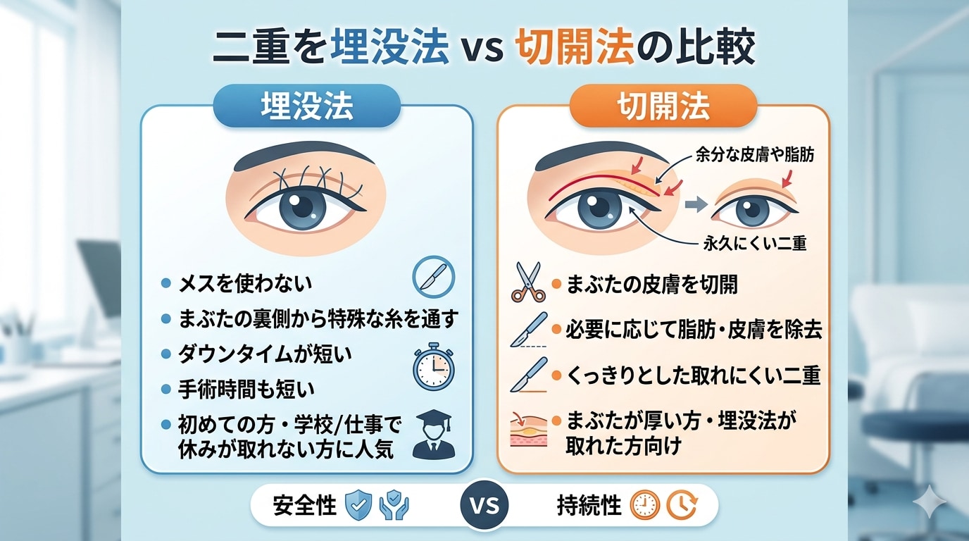 埋没法と切開法の違いと選び方