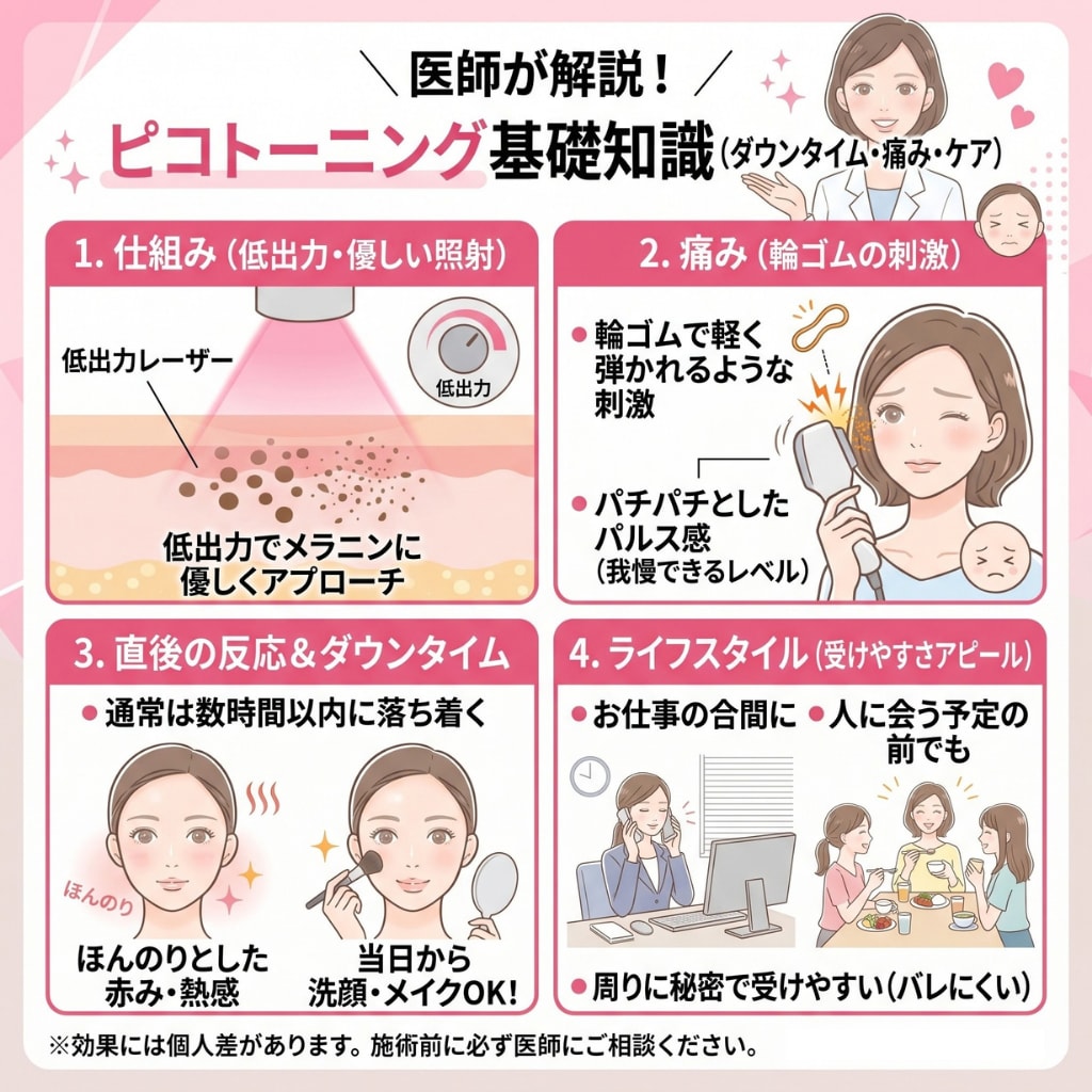 ダウンタイムはほとんどなし！<br />
直後からメイク可能